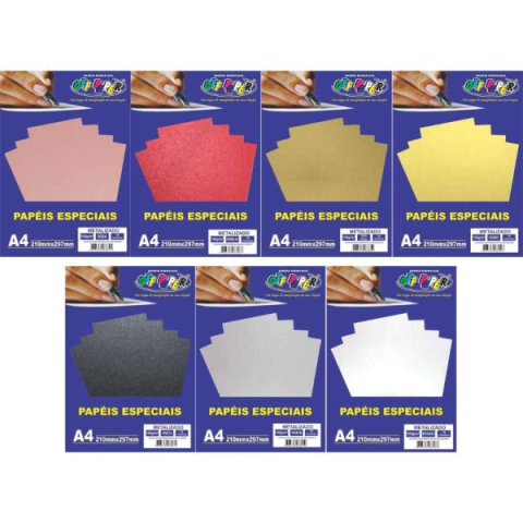 Papel Metalizado/Perolado A4 150g c/ 15 Folhas