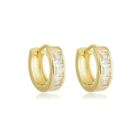 Argola Zirconia Baguete Semijoia - comprar online