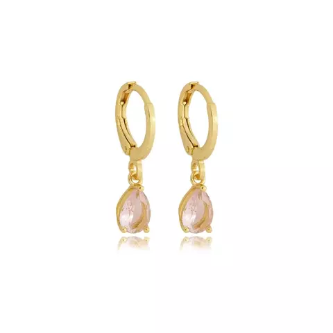 Argola Gota Zircônia Morganita Semijoia - comprar online