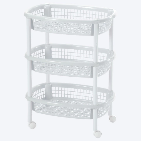Organizador Cesta Canasta Movil Ovalada 3 Niveles Con Ruedas Frutero