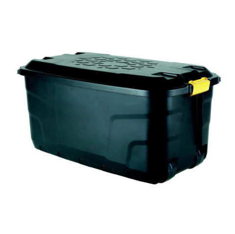 Baul Caja Organizadora Negra 145 Lts. C/ RUEDAS HEAVY DUTY - ALTA RESISTENCIA - Precintable