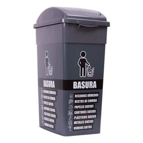 Tacho De Basura 10 Litros Ecológico Ploteado Gris