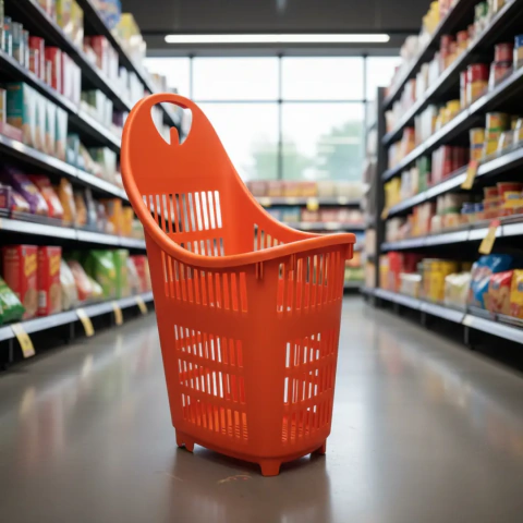 Canasto Plástico Autoservicio Supermercado Con Ruedas 70 L - comprar online