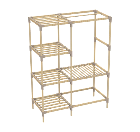 Ropero Armario Madera Luxe Armable 4 Estantes 117x45x155 Cm