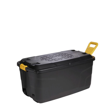 Baul Caja Organizadora Negra 110 Lts. C/ RUEDAS HEAVY DUTY - ALTA RESISTENCIA - Precintable