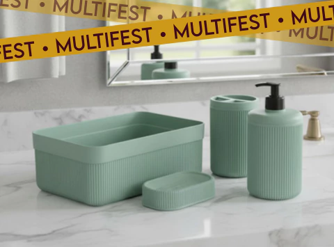 Set X4 Piezas Baño Dispenser + Jabonera + Porta Cepillo + Canasta - comprar online