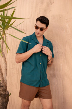 Camisa Tricô Waffle Petróleo