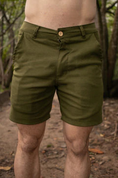 Bermuda Alfaiataria Linho Verde Militar - comprar online