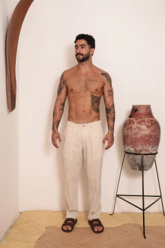 Calça Alfaiataria de Linho Creme