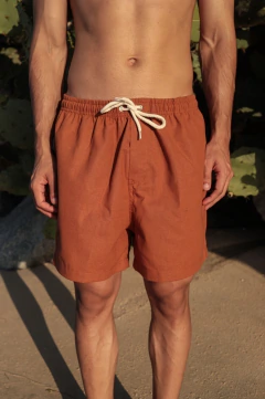 Short Caramelo em Linho Curto