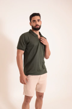 Camisa Polo Tricô Verde Militar - comprar online