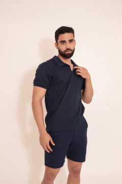 Camisa Polo Tricô Azul Marinho - comprar online