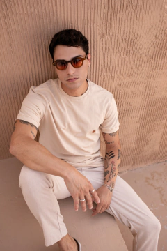 Camiseta Básica Cotton Bege