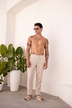 Calça Linho Slim Creme