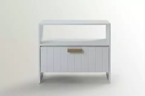 Mesa de luz tatti ranurada laqueada 70x40x60cm blanca