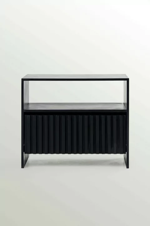 Mesa de luz tatti varillada laqueada 70x40x60cm negro