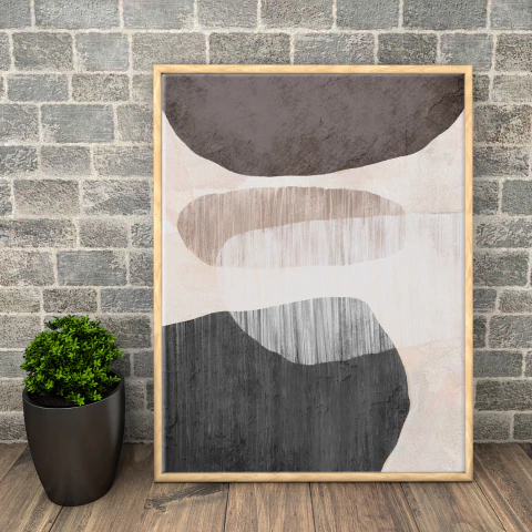 Lienzo Pebble 4 figuras 60x80cm varilla natural - comprar online