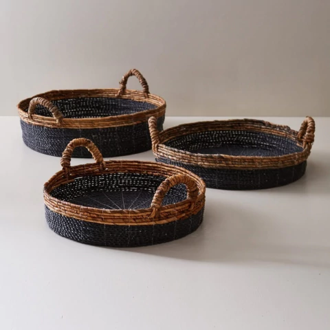 Bandeja bandar 45x10cm negro y natural - comprar online