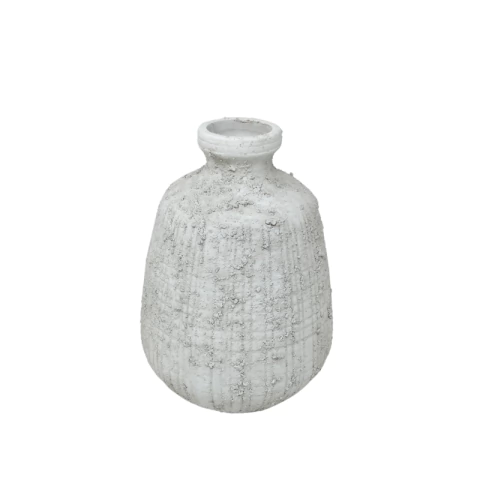 Jarron rayas 15x15x20cm blanco envejecido - comprar online