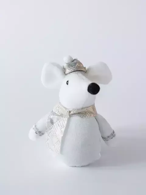 Adorno colgante navideño ratón 12cm dorado