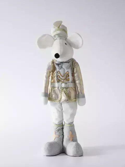 Adorno navideño ratón 48cm dorado