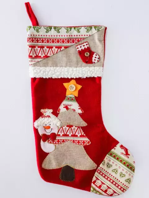Adorno bota navideña muñeco de nieve 51cm roja