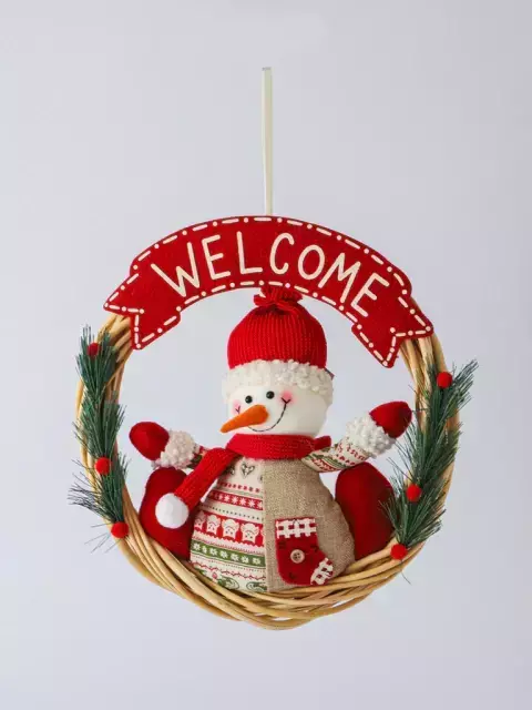 Corona de bienvenida Navideño muñeco de nieve 34cm