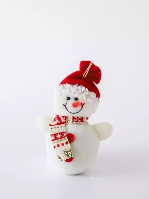 Adorno colgante muñeco de nieve 12cm Blanco