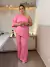 Conjunto Feminino Plus Size Blusa Manga Nula + Calça Pantalona em Alfaiataria – - Florall Plus