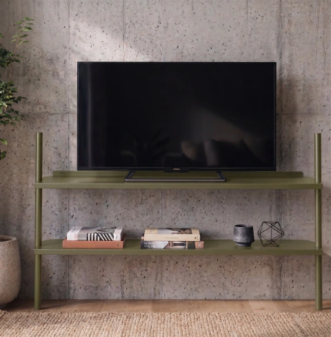 Rack de TV Metálico Dos niveles - Holy Haus | Muebles en caja para armar sin estrés