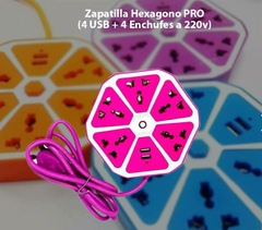 Zapatilla Hexagonal reforzada 4 Enchufes Toma Corriente 4 Usb carga rapida 220v