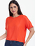 Blusa Ampla Laranja Malha Confort Brilho 2890633