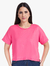 Blusa Ampla Rosa Malha Confort Brilho 2890734