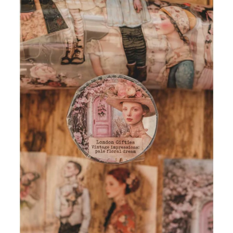 Vintage impressions: pale floral dream - kiss-cut raised London Gifties (7cmx1,25m)