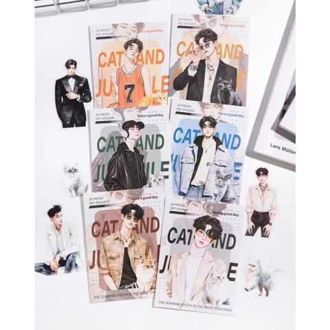 Kit 20 adesivos pet - Cat language boy - comprar online