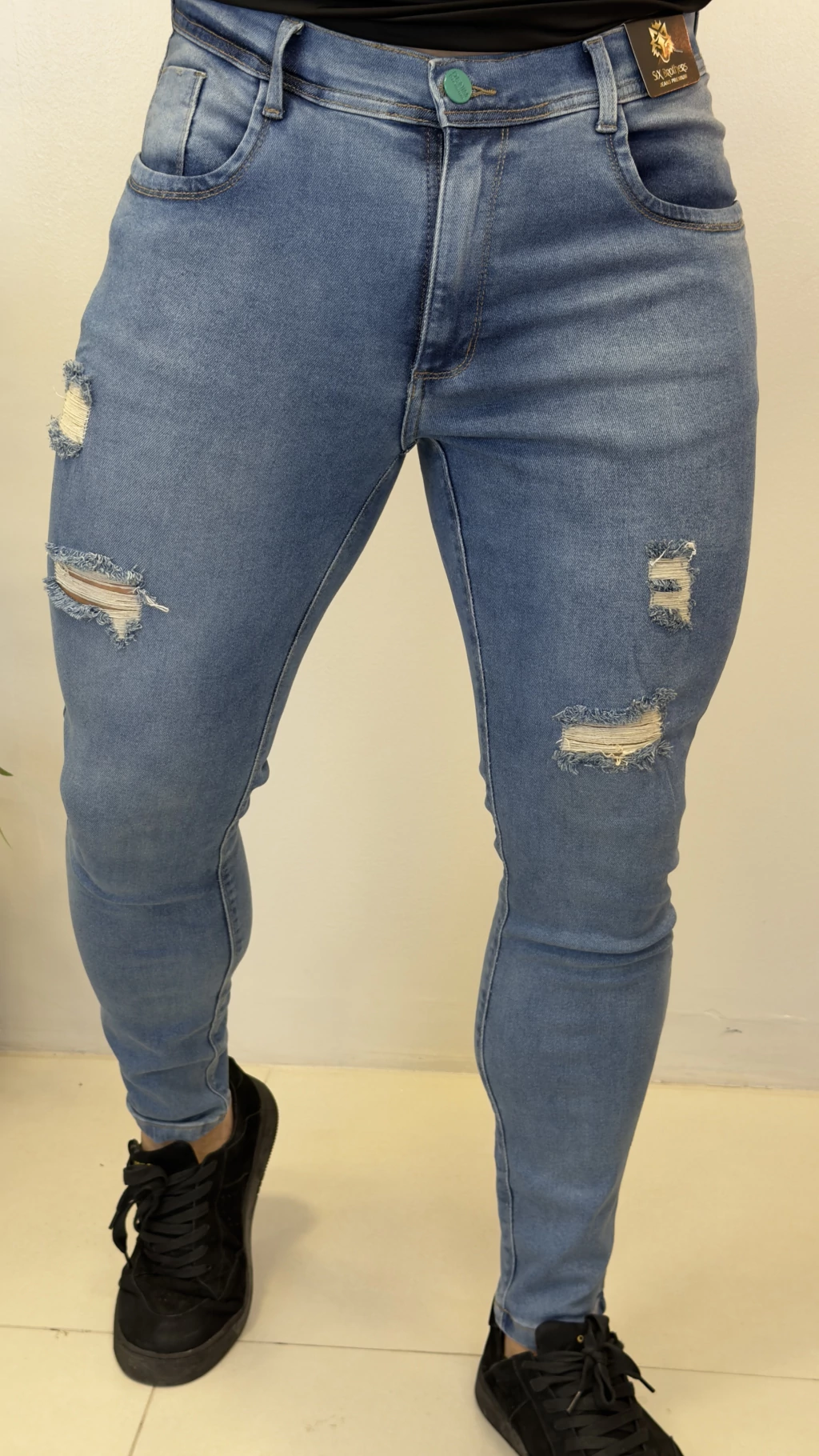 Calça Jogador - Light Blue Rasgada