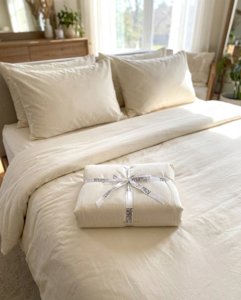 Funda Nórdica Línea Dubai Algodón + 2 Fundas de Almohada Jacquard - Natural - comprar online