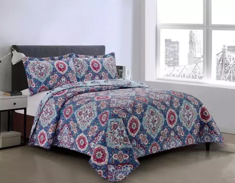 Cubrecama Quilt Cover Reversible King Línea Calgary Diseño 1