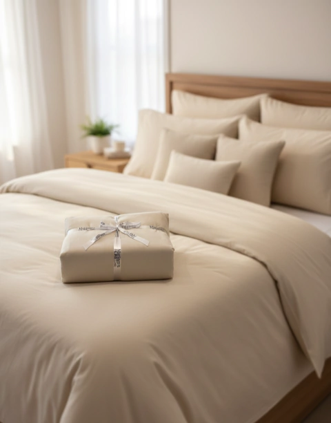 Funda Nórdica Línea Dubai Algodón + 2 Fundas de Almohada Jacquard - Beige - comprar online