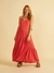 Vestido Amplo Longo Barrado - Coral