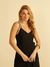 Vestido Amplo Longo Barrado - Preto - comprar online