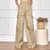 Domi Modas Calça Cargo Wide Leg Sarja com Bolso Lateral 113 - Domi Modas