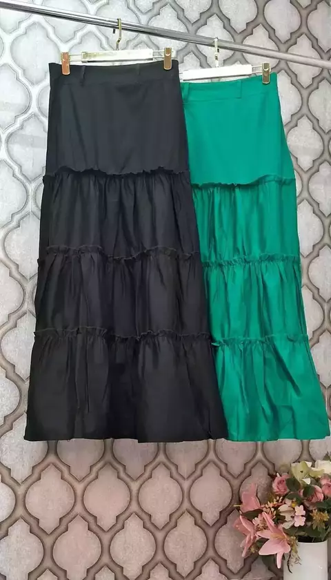 Domi Modas Saia longa Viscose com Babado 5270