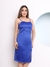 Domi Modas Vestido Cetim Midi Fenda Lateral Coleção Nova C180 - loja online