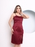Domi Modas Vestido Cetim Midi Fenda Lateral Coleção Nova C180 - loja online