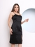 Domi Modas Vestido Cetim Midi Fenda Lateral Coleção Nova C180 - Domi Modas