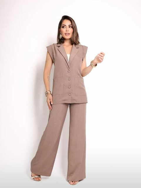 Domi Modas Conjunto Feminino Luis Twill Estilo Terno Elegante Sofisticado 861000