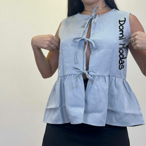 Domi Modas Camisa Feminina Tie Tank Top Blusa Bata Boho Amarração Frontal LT206 - comprar online