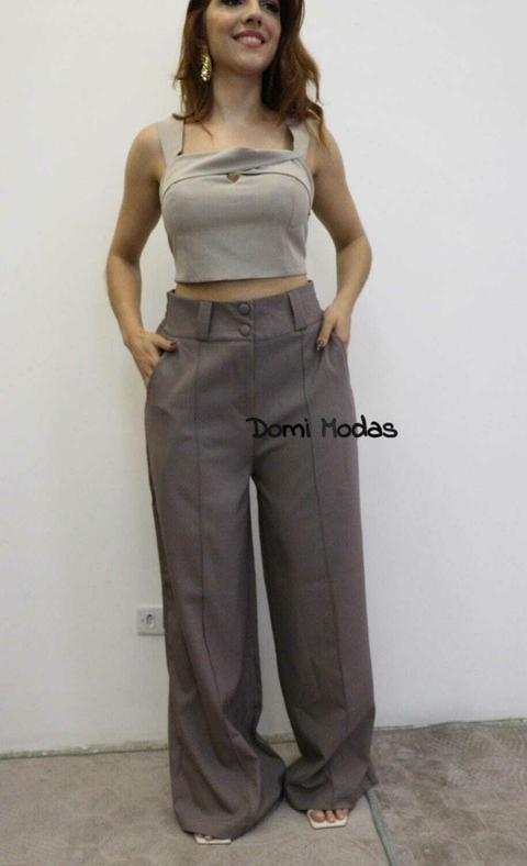 Domi Modas Calça Feminina Plus Size Luis Twill Pantalona Wide Leg Moda Elegante Outono LT8406 - comprar online