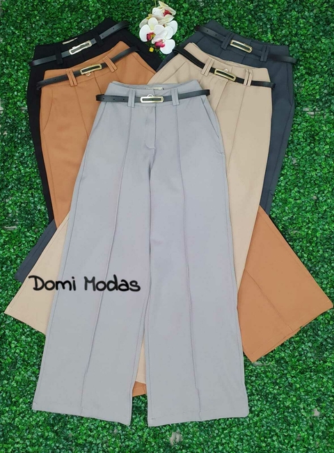 Domi Modas Calça Pantalona Amarante com Cinto Nova Tendencia 1020 - comprar online